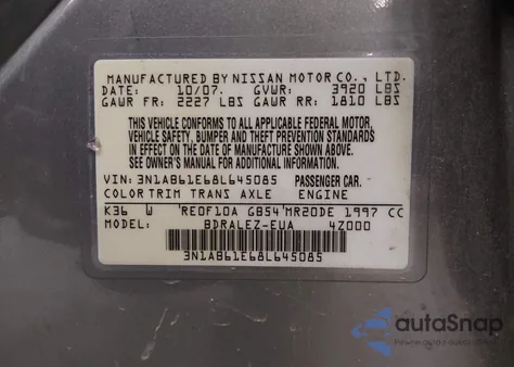 2008 Nissan Sentra 2.0S z USA, uszkodzony, nr VIN 3N1AB61E68L645085